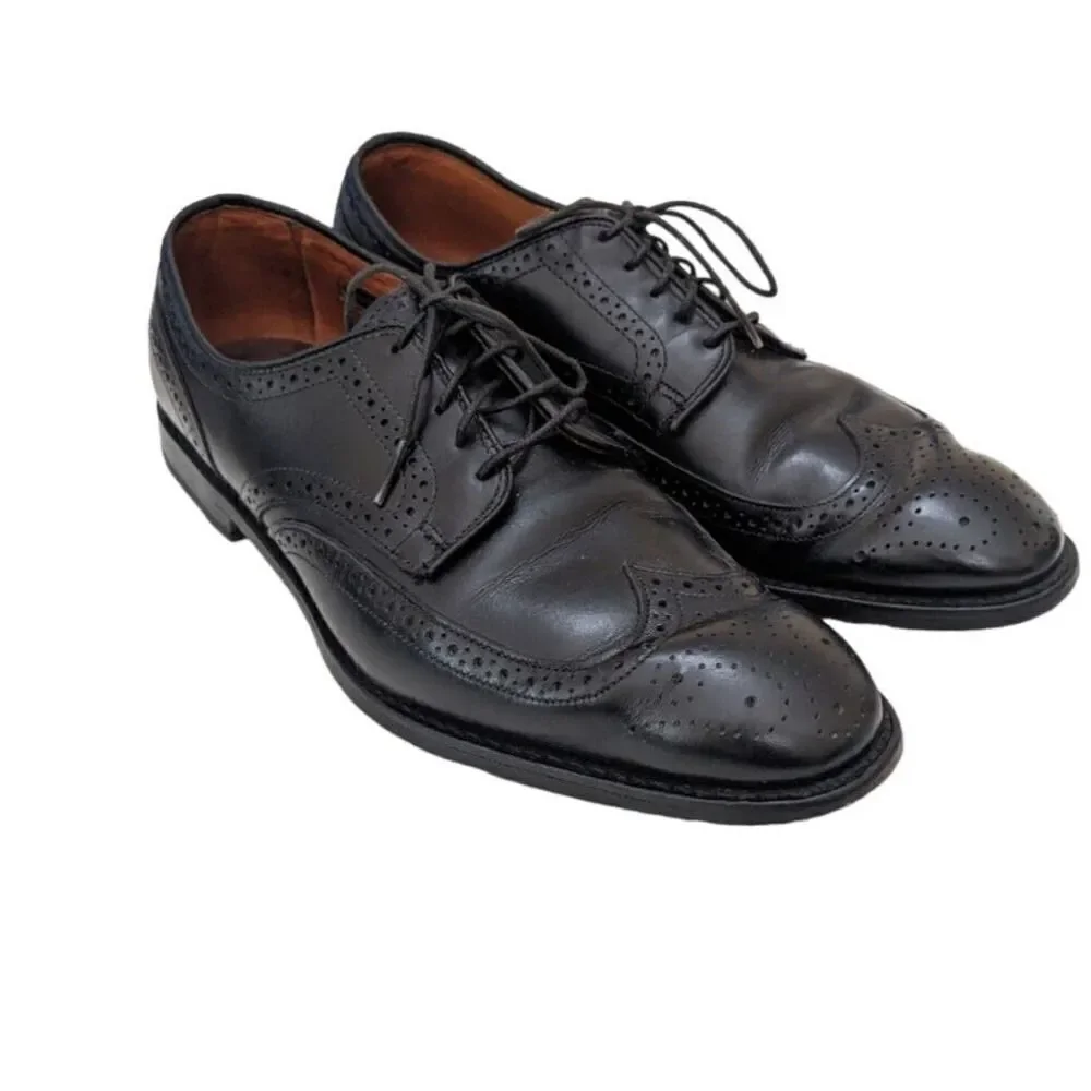 Allen Edmonds Madison Park Black Leather Wingtip Blucher Size 9.5D‎